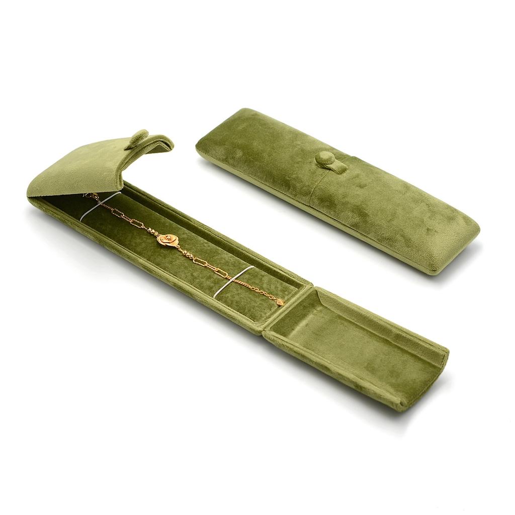 Double Opening Grass Green Velvet Jewelry Box For Rings Earrings Necklaces Bracelets And Bangles Elegant Jewelry Packaging Storage Solution