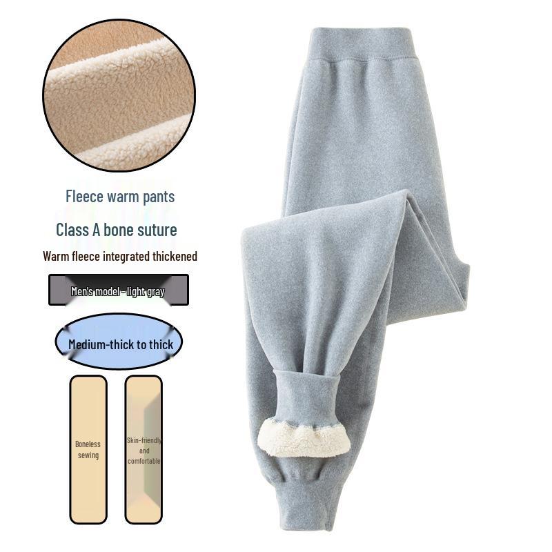 Boys' Warm Plus Velvet Thickened Pants: Medium & Large Sizes, Teen One-Piece for Fall/Winter School Wear