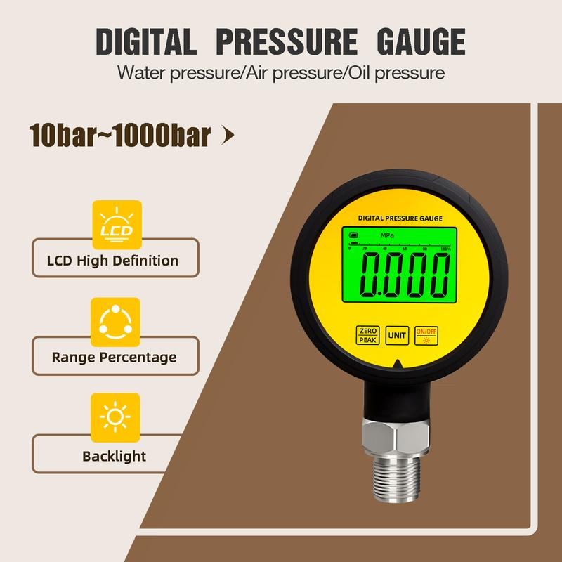Moray ME260P LCD Rubber Protector Waterproof FS Stainless Steel Gas Differential Manometer Calibrator Digital Pressure Gauge