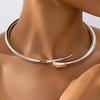 European-American Geometric Metal Glossy Spring Choker Bracelet - Women's Punk Minimalist Necklace