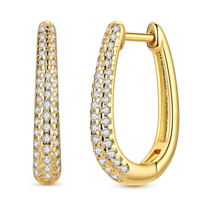 New 925 Sterling Copper Gold Color Hoop Earrings Butterfly Paved CZ Stone Original Golden Earrings For Women Fine Zircon Gift