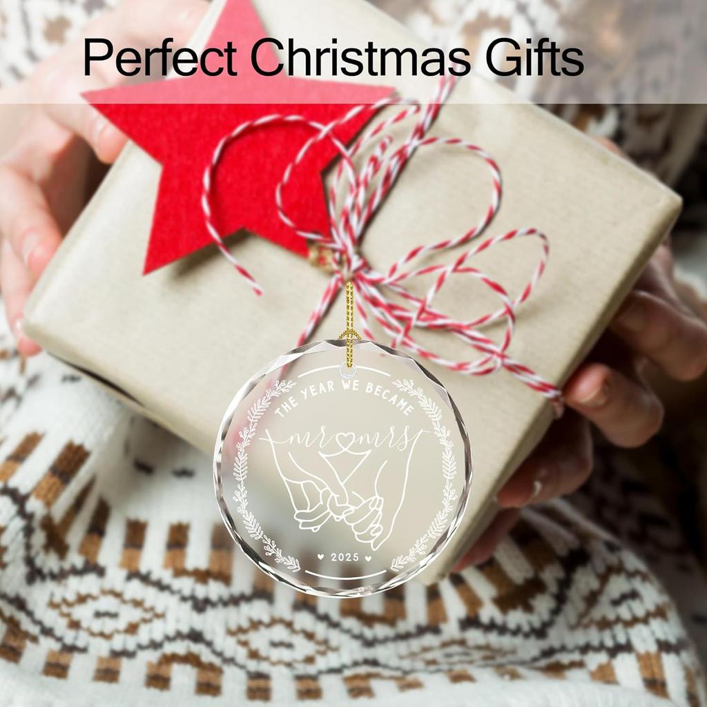 2025 Wedding Gifts, Christmas Gifts, Christmas Ornaments, Married Decorations, Christmas Ornaments, Crystal Glass Ornaments