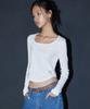 Michikoleondeonkosino Curve Square Neck Long Sleeve Top White