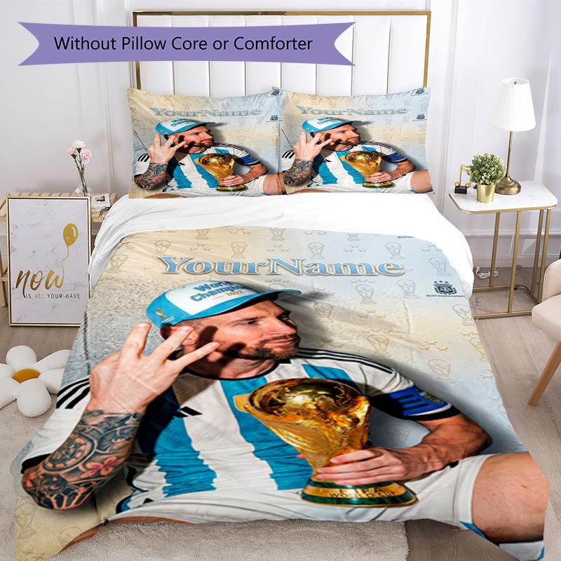 Messi 428 Customize your name Bedding Set Breathable Duvet Cover with Pillowcases Home Decoration Birthday Gift