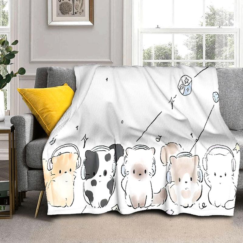 1PC Cute cat, cartoon blanket, all season lightweight home office outdoor nap multifunctional blanket