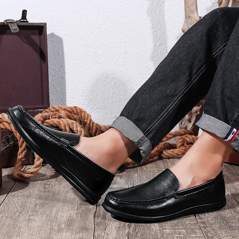 Fashion Men's Genuine Leather Loafers Slip-On Dress Shoes for Men Comfortable Hollow Out Casual Shoes Man Classic Lace-Up Formal Shoes