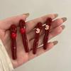 2Pcs Girl Hairpins Three-Dimensional Fruit Design Glossy Resin Texture Fix Broken Hair Slender