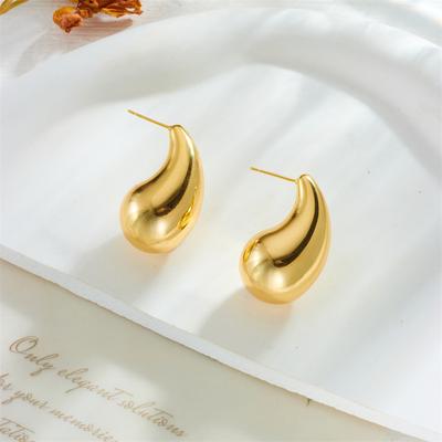 Gold Teardrop-shaped Stud Earrings for Women