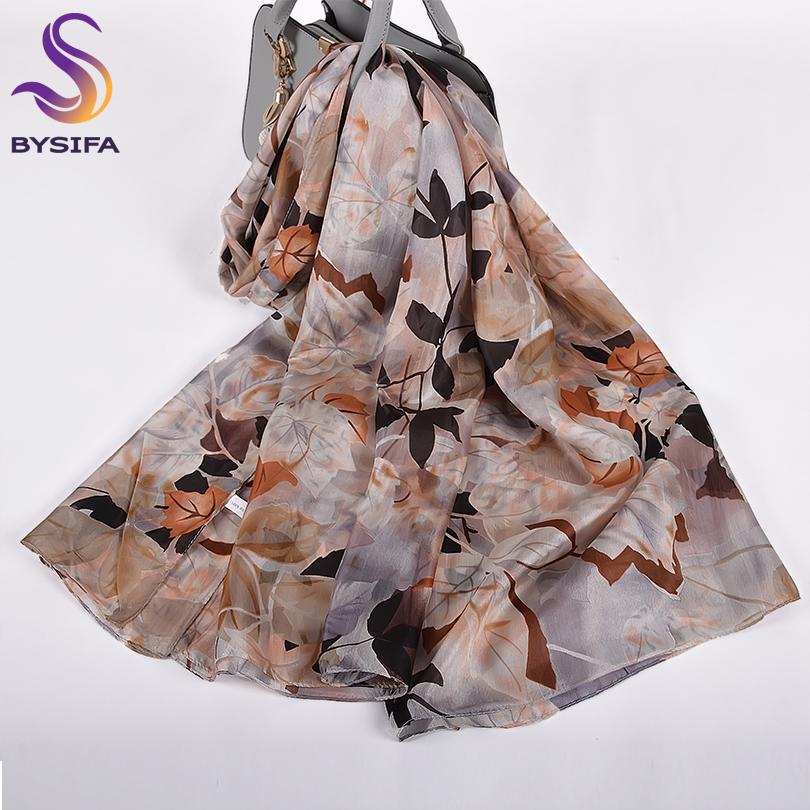 Winter Fashion Women'S Scarf Mulberry Silk Scarves Shawl Female Long Silk Scarf Blue And Coffee 180*110Cm
