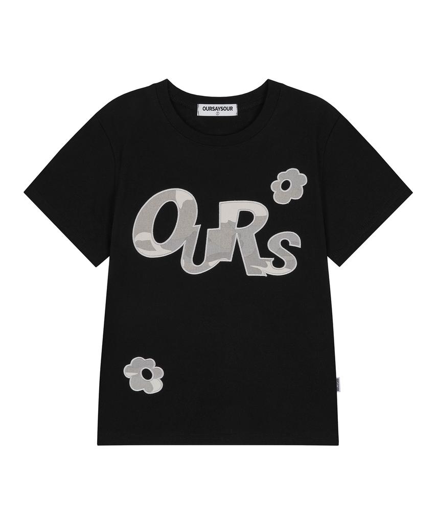 Awoseiawo Ours Camo Applique Short Sleeve T-Shirt Black