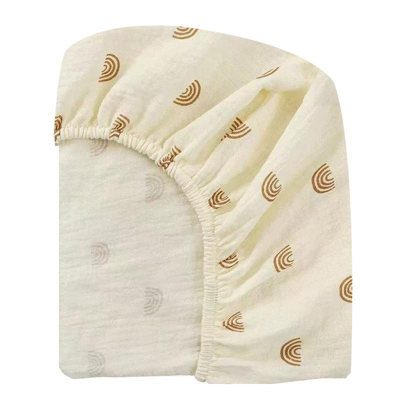 Baby Pure Cotton Double Layer Gauze Crinkle Fitted Sheet Bed Cover