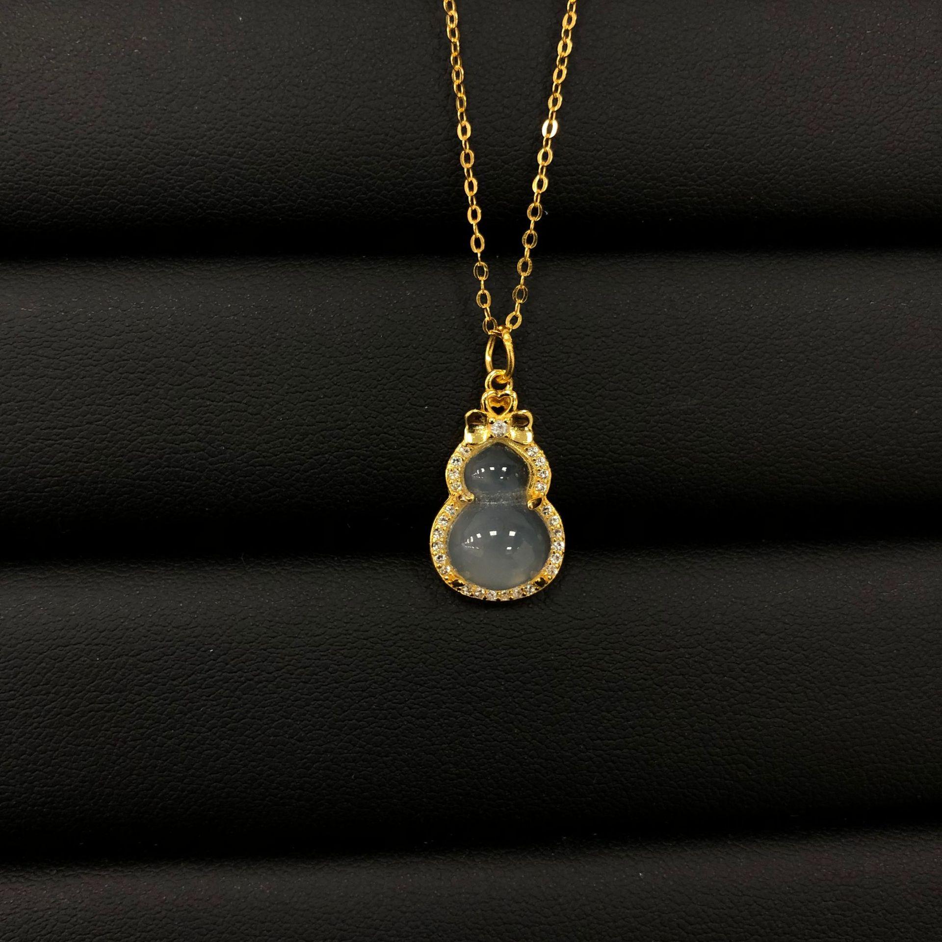 

Серебряное ожерелье-тыква S925 с бантом, женское, халцедоновое, кулон, модная, сладкая, на ключицу 925 Silver