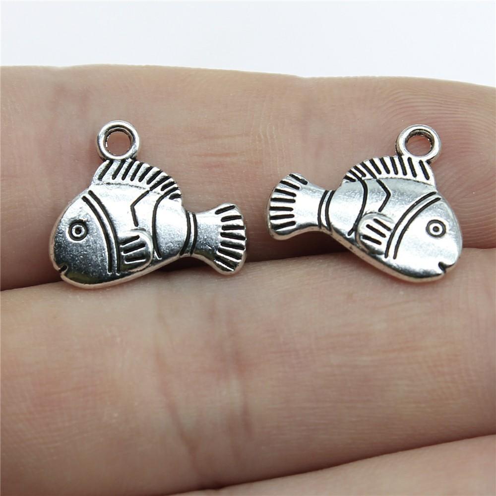 20 Stück Fisch Anhänger Antik Bronze Silber Farbe Anhänger DIY Basteln Herstellung Zubehör Handgefertigt Tibetischer Schmuck Für Schmuckherstellung