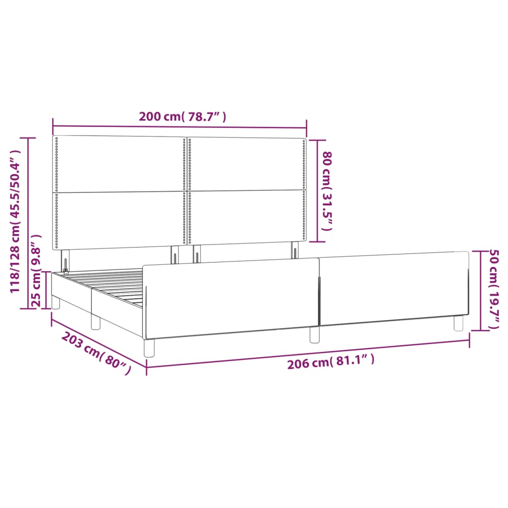 Bed Frame without Mattress Blue 200 x 200 cm Fabric