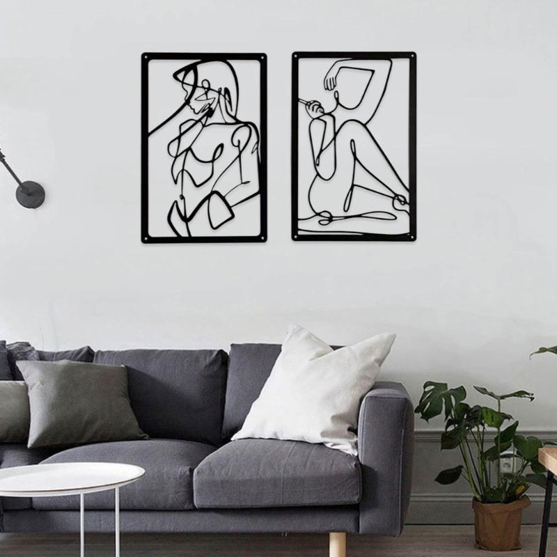 Creative Metal Abstract Female Art Drawing Abstract Decors Elegant Metal Wall Decors Add Artistic Touch to Room Office