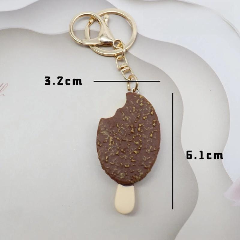 1Pcs Cute Ice Cream Keychain Mini Simulation Chocolate Pendant Versatile Bag Charm For Daily Decoration
