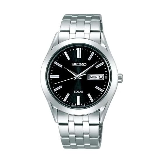 [Seiko Watch] SEIKO SELECTION SBPX083 Men s Watch Made in Japan Solar Rechargeable Pair Sapphire Glass Date and Day Calendar Black Dial Stainless