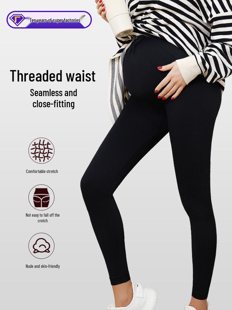 

2025 Seamless High-Waist Maternity Yoga Leggings in Black S