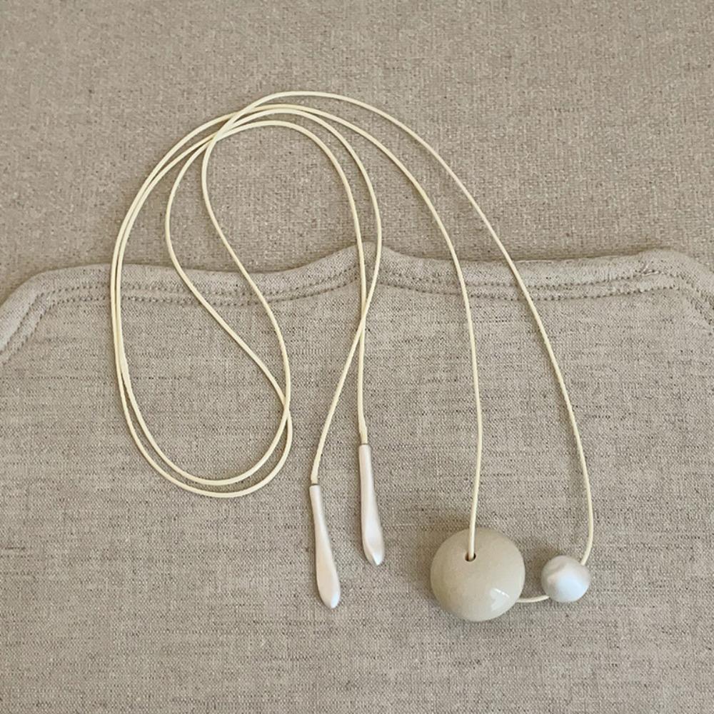 Vintage Bead Pendant Necklace Korean Style Trend Choker Minimalist Cord Necklace Women