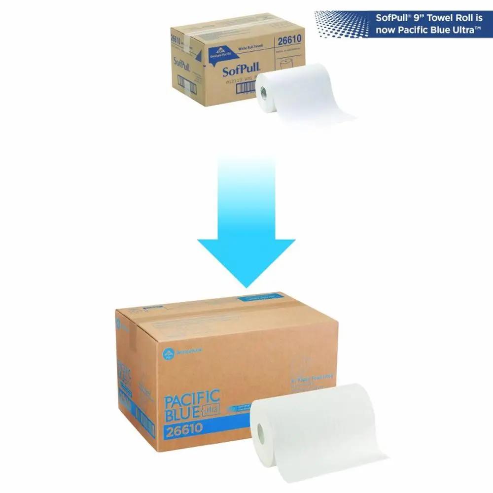 White Hardwound Paper Towel Roll 400ft 6 Rolls/Carton Absorbent Nonperforated GPC26610 by Georgia Pacific