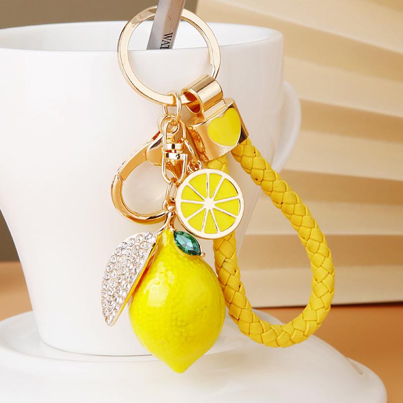 Llavero de Limón Creativo Forma de Fruta Decoración para Bolso Coche Colgante Pequeño Regalo