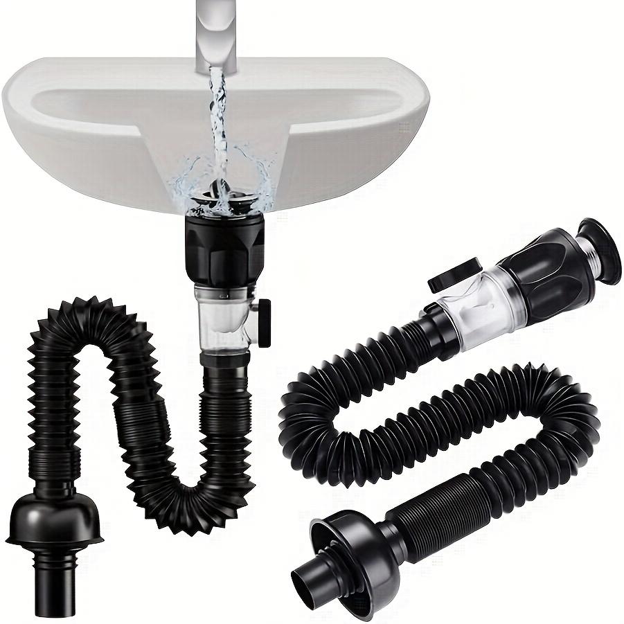 Bathroom Sink Drain Kit with Expandable P-Bend Pipe Can Be Installed Straight or Sideways- Durable Stainless Steel