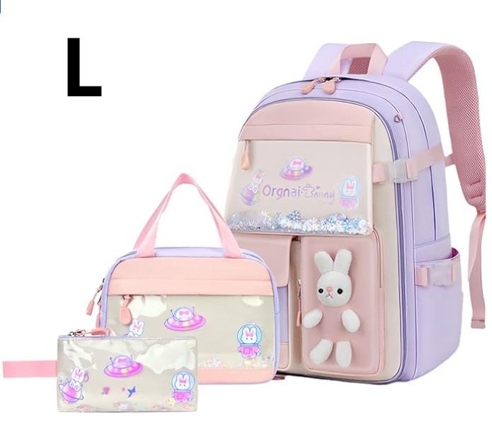 Schattige Student Rugzak 3 stuks/set Basisschool Tas Konijnen en kwikzand Kawaii Student Rugzak Tiener Meisjes Handtas Rugzak