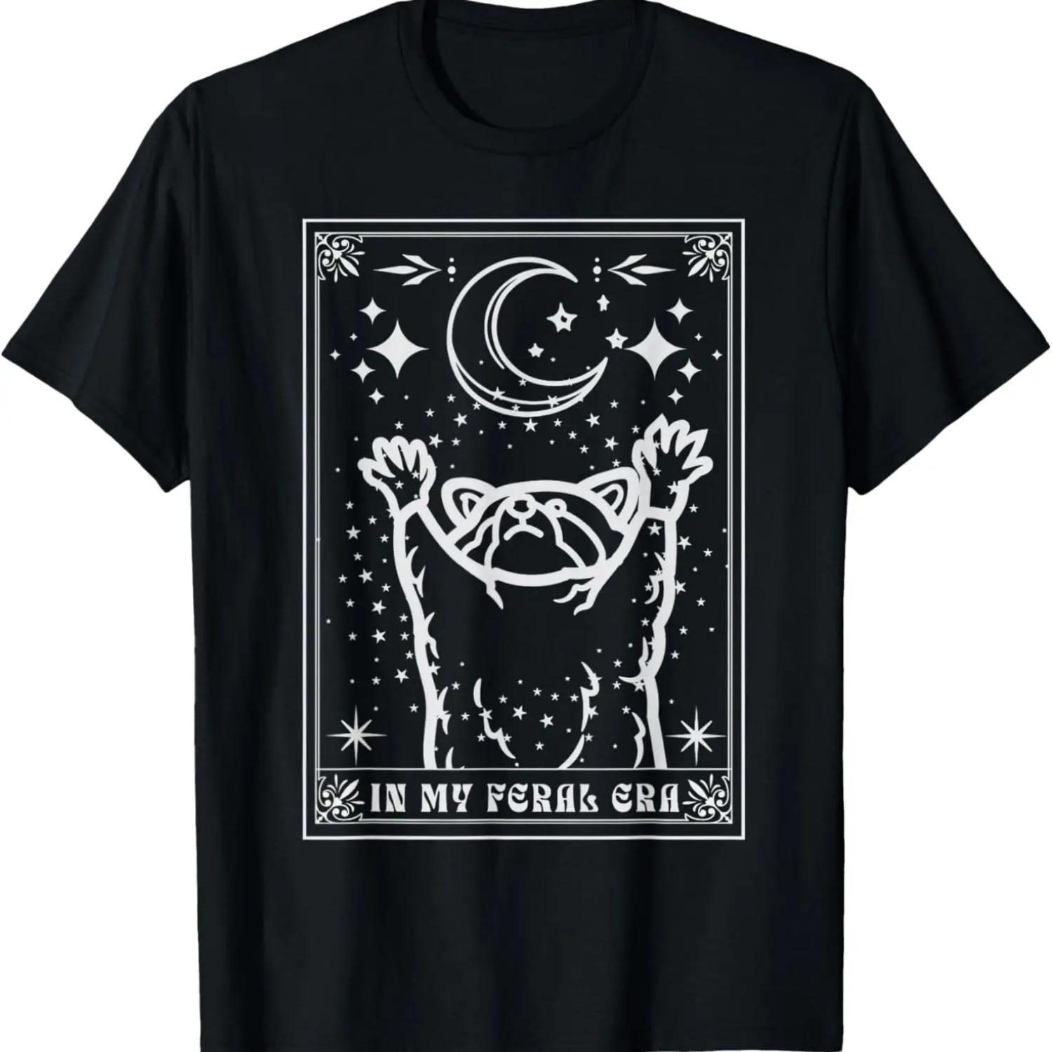 

In My Feral Era Raccoon With Moon Trash Panda T-Shirt XXXXXL чёрный