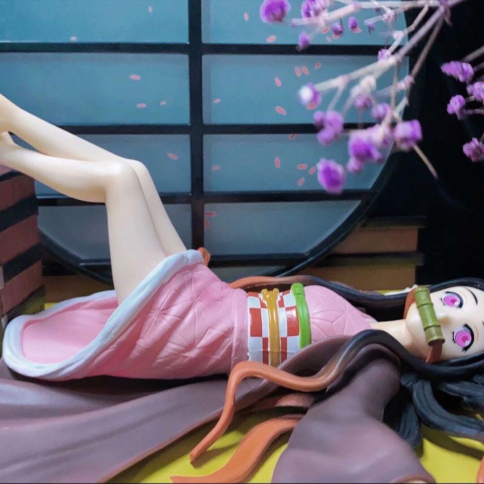 JT Studio Same Style Nezuko demon slayer anime Sleeping position grin Cute Freedom Table setup  PVC Mini hot Model Gift Toys