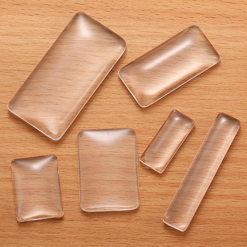 20 sztuk przezroczysty prostokątny kaboszon szklany 10x25mm 10x30mm 19x38mm 10x50mm płaski tył DIY biżuteria
