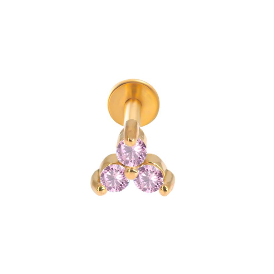 Gioiello per Piercing Labbra e Cartilagine Auricolare a Bottone in Acciaio Inossidabile 316L con Fiore di Zircone