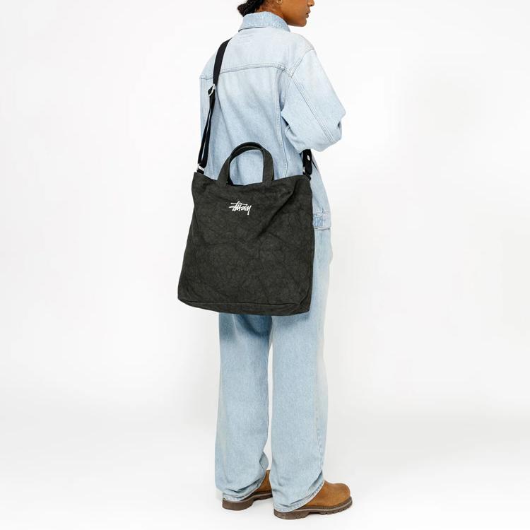 New Stussy Cotton Canvas Handbag, Shoulder Bag, Crossbody Bag Unisex Washed Black 134264-WABL