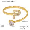 Qiong Yao 26-Letter Zircon Inlaid Jewelry Set: Gold-Plated Titanium Steel Necklace, Bracelet, Ring, and Stud Earrings.