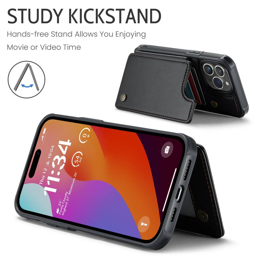 Case for iPhone 16 Pro Max 16 Plus 16 Case With Card Holder Wallet Case for Women Men With RFID Blocking, Durable Leather Cover