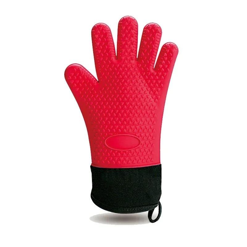 Lange Dikke Siliconen Handschoenen Hittebestendig Antislip Magnetron Ovenwanten Keuken BBQ Bakken Koken Canvas Stiksels Ovenwanten