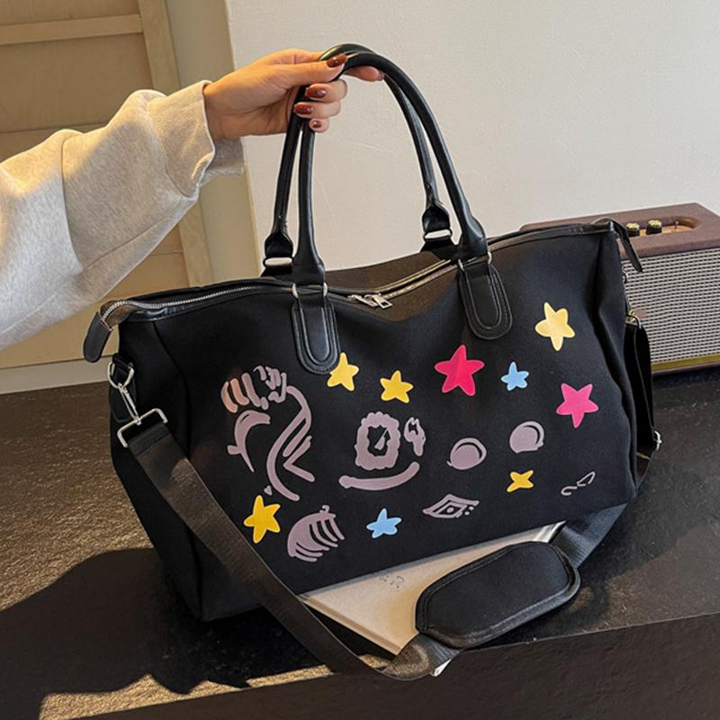 

New Graffiti Printed Travel Bags for Men and Women Large-capacity Commuter Handbags Multifunctional Leisure and Fitness Sports Bags чорний