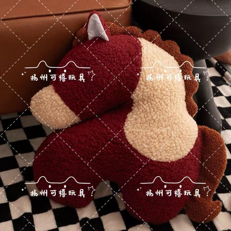 New horse mascot doll pony special-shaped throw pillow plush toy living room decoration ornament New Year's gift