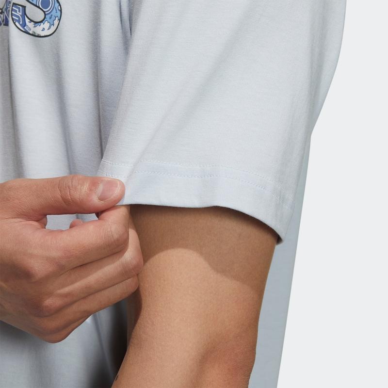 Adidas Neo Logo Print Sports T-Shirt Men Tops Blue GP4879