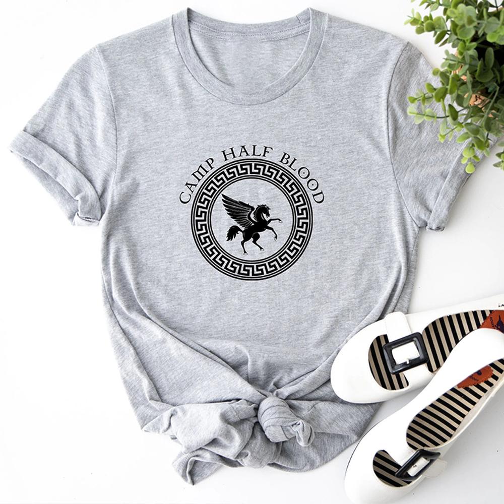 Dámské Vintage tričko Camp Halfblood Percy Jackson Dark Academia Potisk Camp Half Blood Tričko s kulatým výstřihem Unisex Y2K Top Streetwear