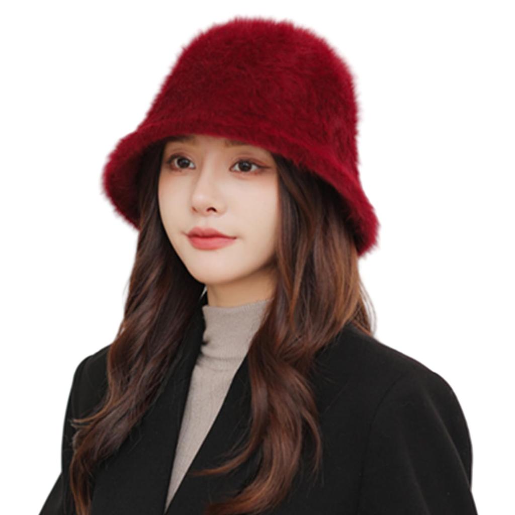 Merelop Ceto Bucket Winter Cold Solid Adjustable Cute Women's Hat, Protection, Warm, Fluffy, Hat, Slimming, Color, Fluffy, Soft, Foldable, Stylish,