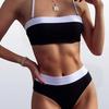 The New 1011 Tube Top Bikini Color Matching Split Swimsuit Black and White Contrasting Swimsuit Is Now