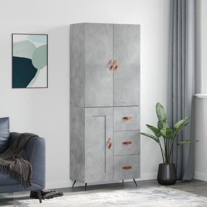 VidaXL Highboard Concrete Grey 69.5x34x180 Cm Engineered Wood 3195991