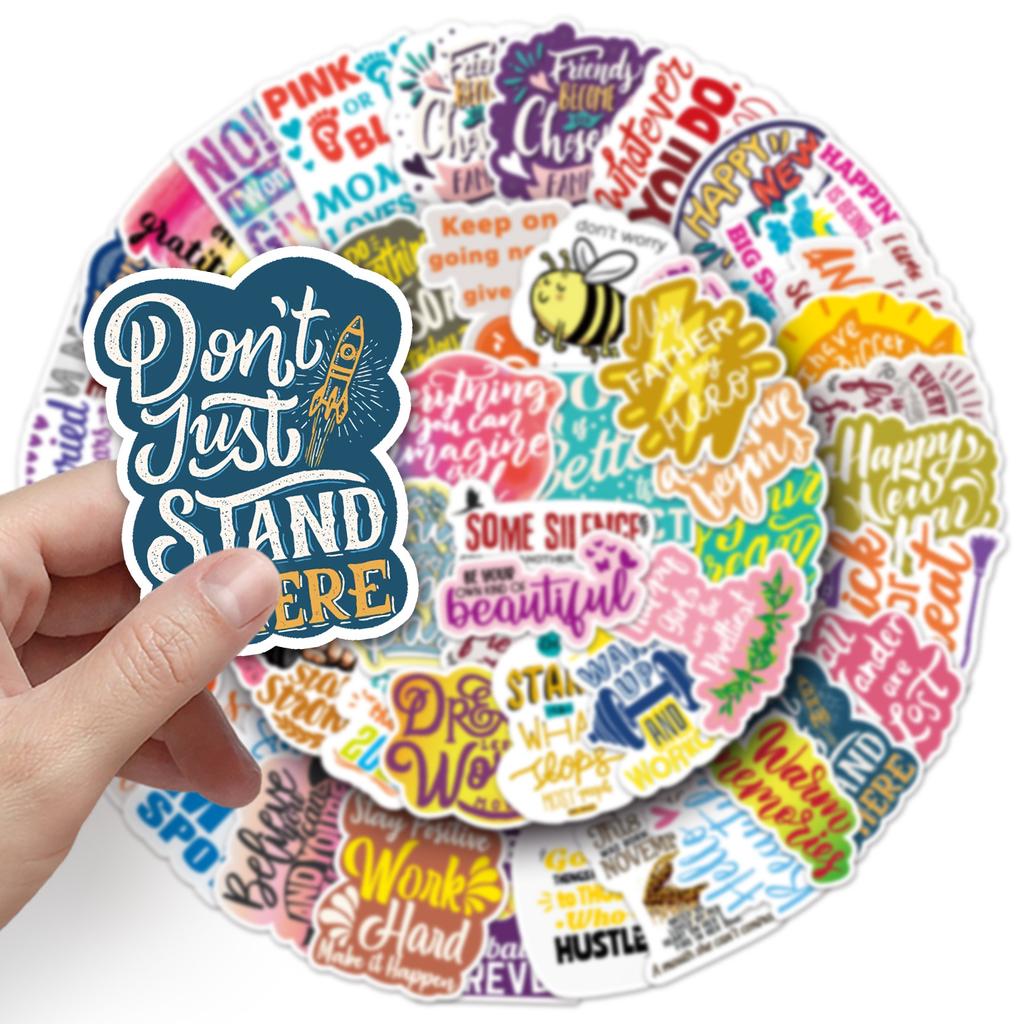 50 Inspirational English Mottos Doodle Personalized Suitcase Laptop Car Refrigerator Decoration Stickers