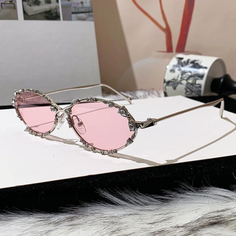 

Elegant Rhinestone Matte Oval Glasses Frame - 2025 Fashionable Street Style As shown