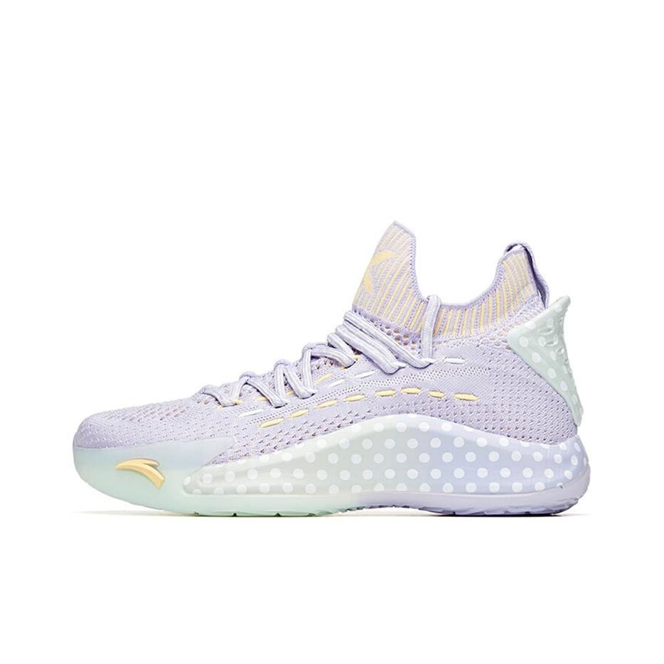 Anta Pechoin X  Shock Absorbing Non-Slip Durable Mid-Top Basketball Shoes Women Basketball Shoes Purple Green 122021102-3