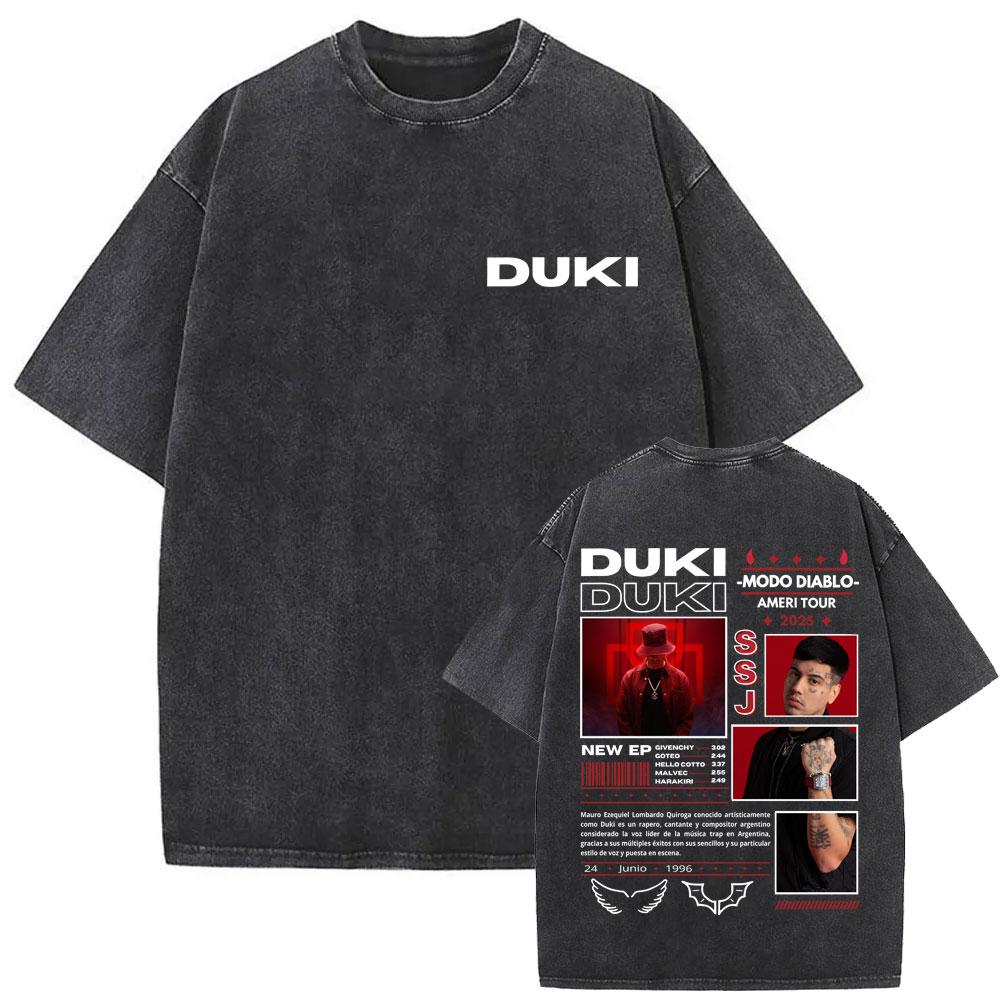Washed Vintage Rapper Rrapper Duki 5202 MIXTAPE Album Tour Tshirt Men Hip Hop Fashion Pop Music T Shirts Man Oversized Tshirts