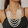 Multi Layer Imitation Pearl Necklace Sweater Chain Jewelry Accessory