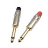 6.5mm Nickel-Plated Dual-Core Mono Mic Mixer Plug with Red-Black Tail Solder Joint