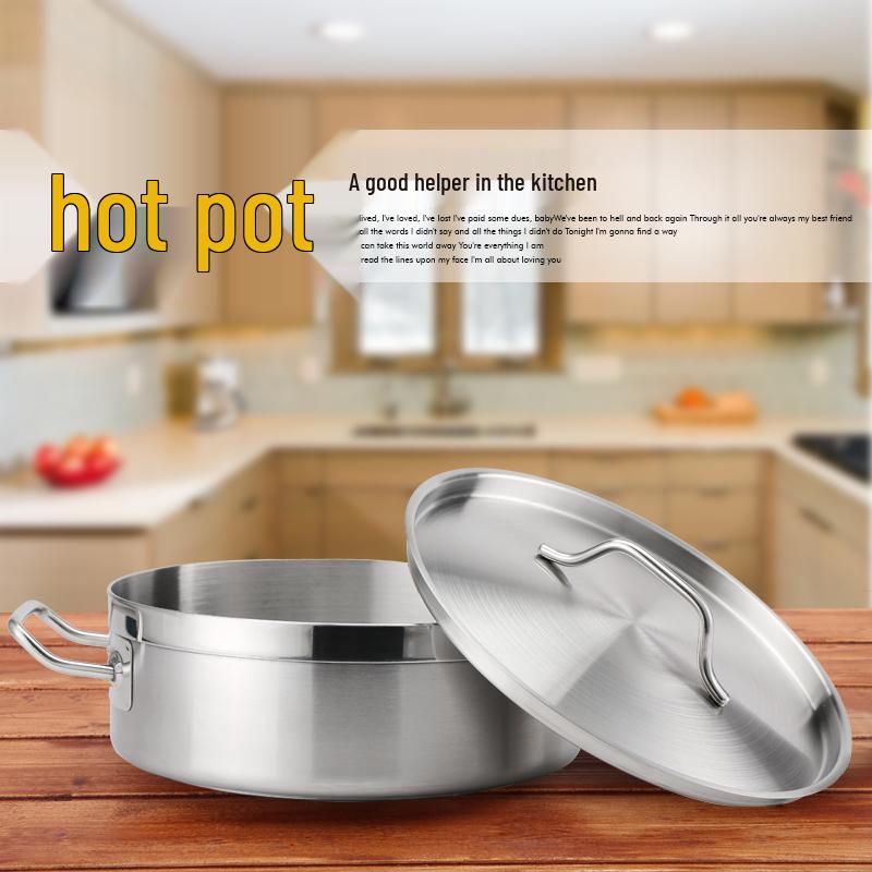 304 Stainless Steel Non-stick Soup Pot with Thickened Composite Bottom for Induction Cookers, Double Handles, Universal Hot Pot for Household Use.
