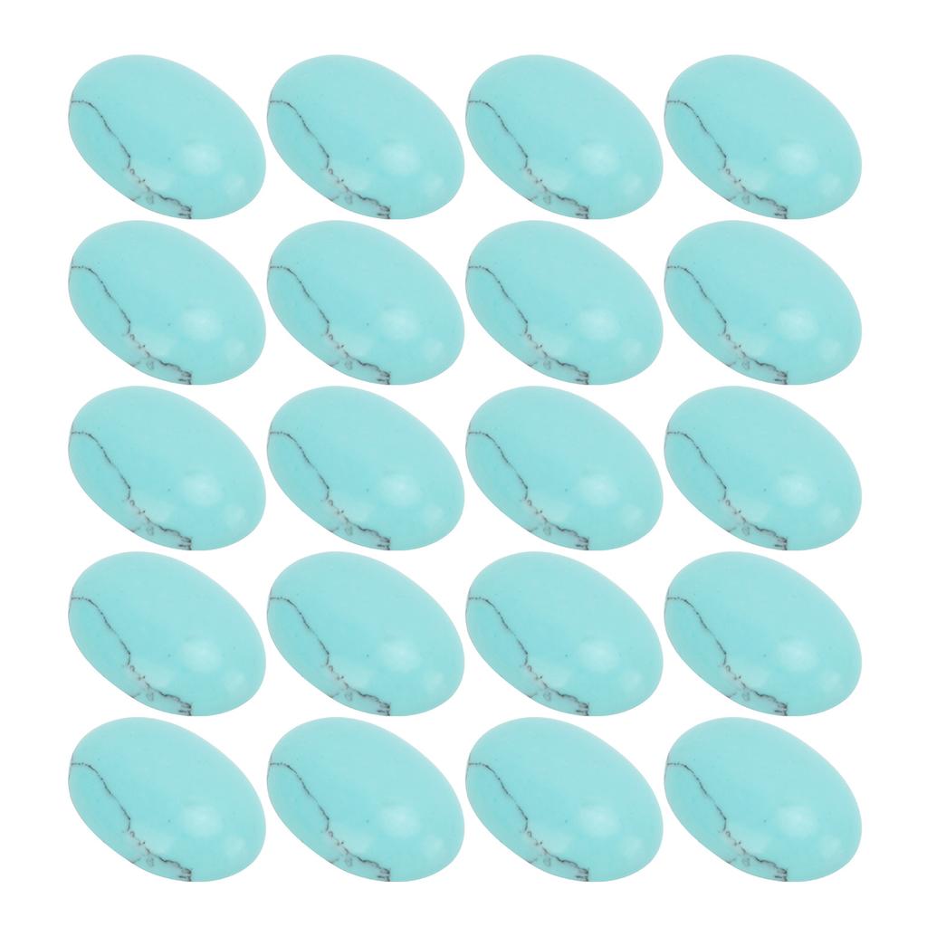 20 ks Přírodních oválných plochých kabošonů 18x13mm Vejcovité tyrkysové pro výrobu šperků a korálků